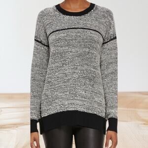 Vince Black White Sweater Sz S Runs Big Womens 45" Bust Side Slits Long Length